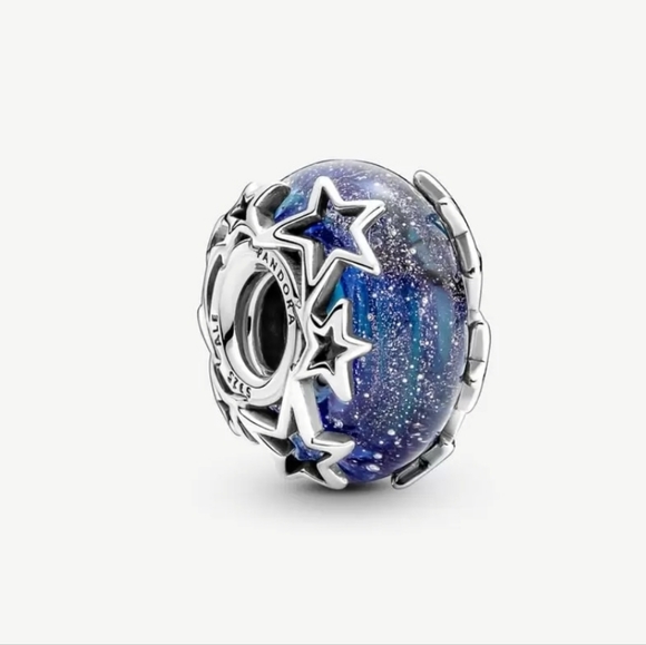 PANDORA GALAXY BLUE and STAR MURANO CHARM 790015C00 - Picture 1 of 6
